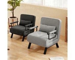 4in 1 Armchair, Sofa Bed with Bed Function, Space-Saving Guest Bed, Armchair with Adjustable Backrest, 150kg Load Capacity, Metal Frame & linen, Guest Room Seating, Multifunctional Chair, Minimalist Furniture, Modern Armchair