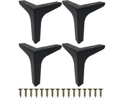 4pcs 10cm meubels- en kastpoten - zwart metaal - poten met schroeven (4 stuks - 17cm)