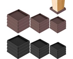 4pcs 10x10cm Vierkante Bruine Rubber Antislip Vilt Caster Cups - Antislip Meubel Pads Set - Antislip Meubel Poten en Vloerstoppers voor Bed Sofa Tafel