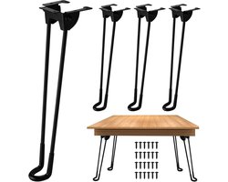 4pcs 32cm Hair Pin Tafelpoten - Metalen Vouwtafelpoten met Rubber Voet en Bevestigingsschroeven voor Koffietafel - Laptop Tafel, 32cm