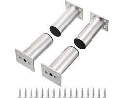 4PCS aluminium meubelpoten - ronde verstelbare bankpoten meubelkastpoten, 10cm meubelpoten, geschikt voor kasten, tafels, stoelen, slaapbanken, zilver