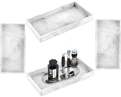 4pcs Badkamer Tray - Marmer Decoratieve Tray - Silicone 20x10x1.8cm - Badkamer Decoratie Rectangular voor Kaarsen - Handdoeken - Zeep