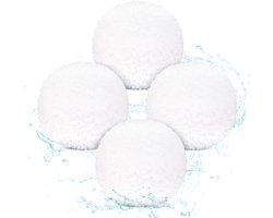 4pcs Foam Absorbent Balls for Spa Bath Foam and Swimming Pool, White Diving Foam Ball Cleaner Foam Absorbent Bubble Bath Cleaner Descaling Ball Washable Foam Absorber for Swimming Pool Bathtub