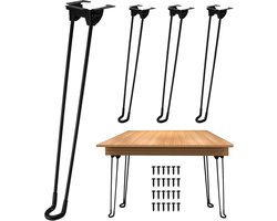 4pcs Hairpin Tafelpoten - Opvouwbare Metalen Vouwtafelpoten met Rubber Voeten en Montage Schroeven voor Koffietafel - Laptop Tafel (43cm)