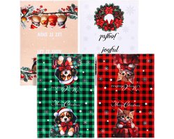 4pcs Kerst Keuken Handdoeken - Eland Theedoeken - Geruite Kerst Keuken Handdoeken - Kerst Handdoeken - Huishwarming Cadeaus voor Keuken (Stijl 1, Rood, Groen, Wit, Oranje)