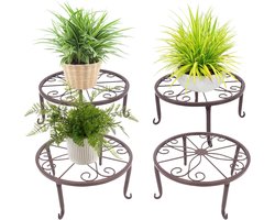 4pcs Metalen Plantstand - IJzeren Plant Houder - Bloempotstandaard voor Binnen Buiten Tuinplanten - Brons