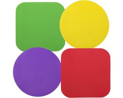 4pcs Rubber Pot Gripper Pads - Rubber Pot Gripper Opener voor Senioren - Keuken Coaster voor Kwetsbare Kinderen en Vrouwen met Zwakke Handen - Rond (Geel, Paars), Vierkant (Rood, Groen)