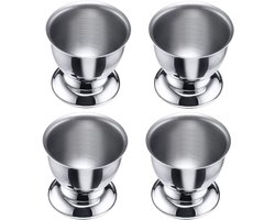 4Pcs Rvs Eierschaal - Eierdopjes Houder - Zachtgekookte Eieren Serveware - Keuken Tableware - Eierrek voor Thuis en Restaurant