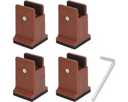 4Pcs Verstelbare Meubelverhogers - Meubelpoten met Schroefklem - Rubberen Sofa Bed Verhogers voor Zware Meubels (Bruin)