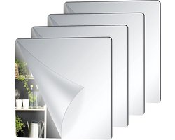 4pcs Zelfklevende Zachte Sticker Type Spiegel - Acrylaat Spiegel - Flexibele Spiegel - Zelfklevende Spiegel Film - Wandspiegel Decoraties - Badkamer - Woonkamer - Slaapkamer - Studentenhuis