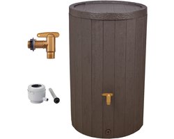 4rain MADERA regenton compleet set 220 L, bruin Incl. kunststof-uitloopkraan en regenpijpaansluiting