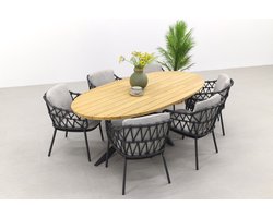 4SO Calpi/Prado Ellips 240x115 cm. - Ovale tuinset - 7-delig