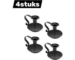 4stuks - kandelaar - IJzeren Kandelaar - Sierlijke Kaarshouder voor op Tafel - Romantische Sfeerverlichting voor Huis en Feest - woondecoratie、feestdecoratie - zwart