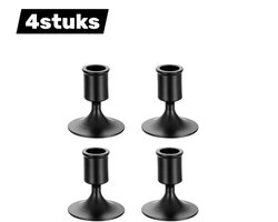 4stuks - kandelaar - Zwart Kandelaar - moderne kandelaar - Sfeerverlichting voor Eettafel, Salon en Openhaard - woondecoratie - eettafel decoratie - zwart