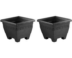 4x Antraciete plantenbakken/bloempotten 30 cm - Woon/tuinaccessoires/decoratie - Vierkante bloempotten/plantenpotten voor binnen/buiten
