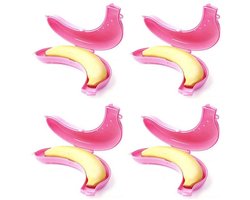4x Bananendoos – Bananenbox – Fruitbox – Fruitbakje – Lunchbox voor Banaan – Roze