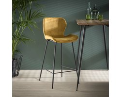 4x Barstoel Gael Velvet - Goud (zithoogte 67cm)