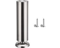 4x Cabinet Stainless Steel Legs Kitchen Feet Worktop TV Desk Table Legs Furniture Sofa Legs - Rubber Mat - Safe & Silent 50 x 180mm