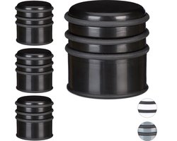 4x deurstop - deurstopper - rubberen ring - deurbuffer zwaar -kunststof zwart