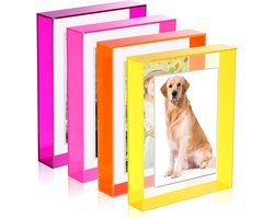 4x Drijvende Acryl Fotolijsten Set - Magnetisch & Standaard - Wanddecoratie voor Babyfoto's of Kaarten tot 7x9 cm