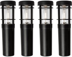 4x Faro Solar LED Tuinlamp Zwart
