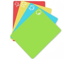 4x Flexibele snijplanken - Keukenplanken - 2 mm hoog - Blauw, Geel, Rood, Groen - Jonyx