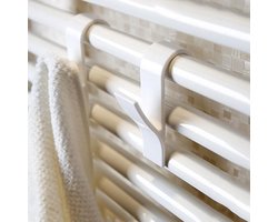 4x Handdoek Haak - Kleding Haak Voor Radiator - Radiatorhaakje - Handdoek Houder Hangend aan Verwarming - Badkamer Haken Hangend - Ophanghaakjes - Wit
