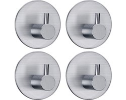 4x Handdoekhaakjes (Zelfklevend) van RVS Zilver – Zelfklevende Haakjes – Wandhaak – Handdoekhouder – Ophanghaken voor Keuken of Badkamer (Accessoires)