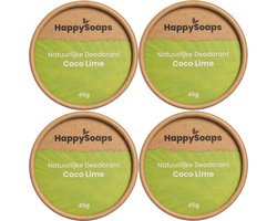 4x HappySoaps Natuurlijke Deodorant Coco Lime (1 jaar voorraad)