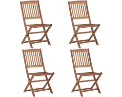 4x Houten Tuinstoelen Inklapbaar - Weerbestendige Klapstoelen Buiten & Eetkamer