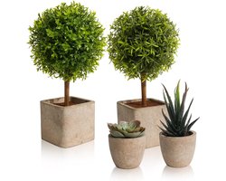 4x Kunstmatige Succulenten met Pot – Onderhoudsvriendelijke Nepplanten, Realistisch, Mini Planten voor Woonkamer, Slaapkamer, Kantoor, Badkamer, Decoratie Thuis, Duurzaam, Groen Set