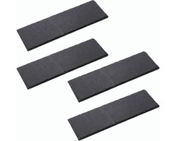 4x leisteen borden I rechthoekig I 30x20x0,5 cm I sushi serveerset serveerbord zwarte stenen borden leisteen bord dessertbord serveerbord