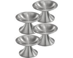 4x Luxe metalen kaarsenhouders zilver voor stompkaarsen van 7-8 cm - Stompkaarshouder - Kaarshouder/kaarsen standaard - Kandelaar voor stompkaarsen - Woonaccessoires