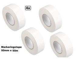 4x Markeringstape Duct Cloth Gaffer 50mm x 50m wit - vloer muur tape corona plak markering waarschuwing bedrijf