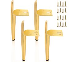 4x Meubelpoten TV-meubel Verstelbaar rond onderstel Modern Kastpoten Hoogte Metaal 20 cm goudkleurig