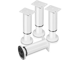 4x Meubelpoten Verstelbaar meubel met ronde voet Moderne kastpoten Verstelbare hoogte 12-18 cm Wit