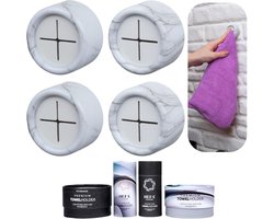 4x Moderne Keukenhaken voor Handdoeken - Wit Marmer Look - Zelfklevend of Schroefmontage