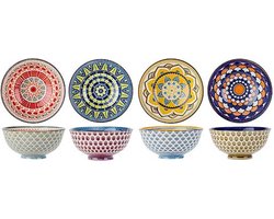 4x Oosterse soepkommen van porselein 12 cm rond - Tafel dekken - Serveerschalen - Saladeschaaltjes