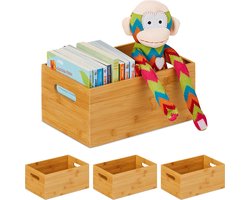 4x opbergbox bamboe - opbergdoos hout - houten opbergmand - opbergbak