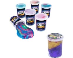 4x Potjes speelgoed/hobby galaxy slijm gekleurd 6 x 4,8 cm 150 ml inhoud - Veilig kinderslijm - Speelgoed slijm - Speelslijm voor jongens/meisjes/kinderen