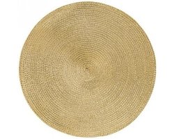 4x Ronde placemats goud 38 cm rotan look kunststof - Onderleggers