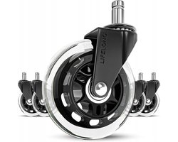 4x RUBBER RUBBER STOELWIELEN MET LAGERS 4 STUKS