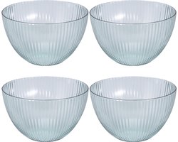 4x Salade/sla schaaltjes van kunststof 14 cm 850 ml - Keuken/kookbenodigdheden - Picknicken - Camping/caravan servies - Tafel dekken - Salade serveren - Saladekommetjes - Saladeschaaltjes