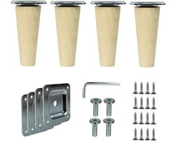 4x Schuin Houten Meubelpoten Set - 10cm Beukenhout voor Bank en Kast