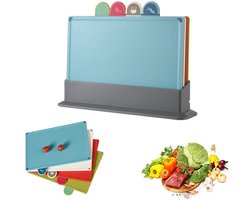 4x Snijplanken - Snijplank - Snijplankenset met houder - Cutting Board - Snijplank Kunststof - Index Snijplank - Vaatwasser bestendig - Antibacterieel - Antislip - Kunststof - BPA-vrij - 23.5 x 30 CM - Voor verschillende soorten levensmiddelen