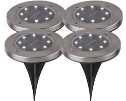 4x solar buitenspot lamp roestvrij staal waterdicht OUTDOOR pad verlichting tuin terras gazon oprit grond spike grond licht