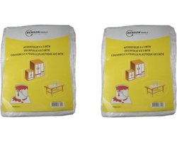 4x stuks afdekfolie / afdekzeilen transparant - 4 x 5 m - afdekken tijdens schilderen - verf afdek zeil / folie scherm voor meubels / ramen / deuren / vloeren