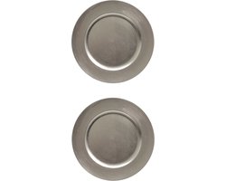 4x stuks diner borden/onderborden zilver glimmend 33 cm - Diner/kerstdiner borden/onderborden/dinerborden