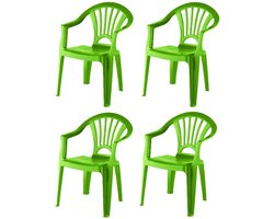 4x stuks groene stoeltjes voor kinderen 51 cm - Tuinmeubelen - Kunststof binnen/buitenstoelen voor kinderen