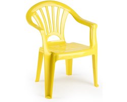 4x stuks kinder stoelen 50 cm - Geel - Tuinmeubelen - Kunststof binnen/buitenstoelen voor kinderen